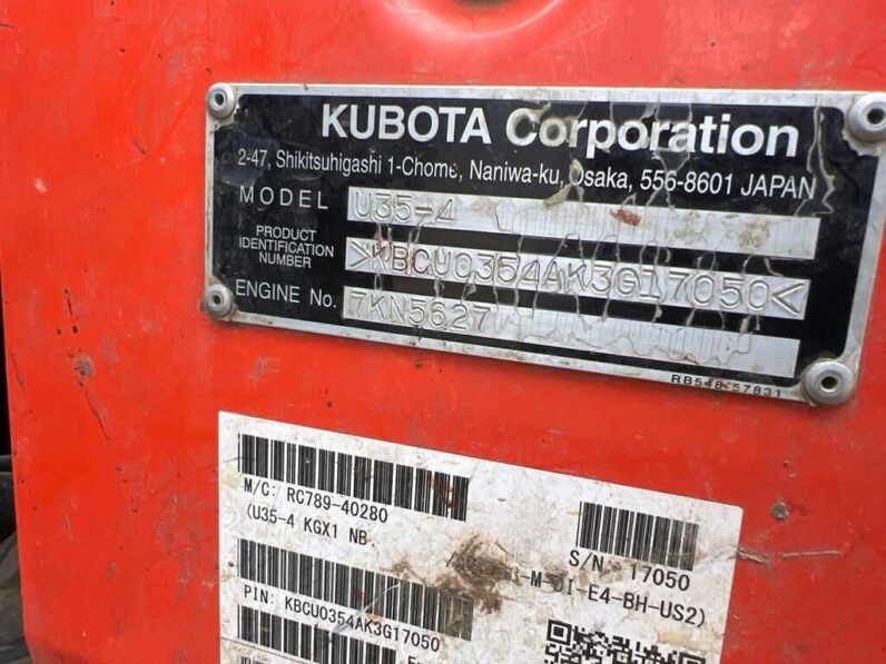 
								2019 Kubota U35-4 full									