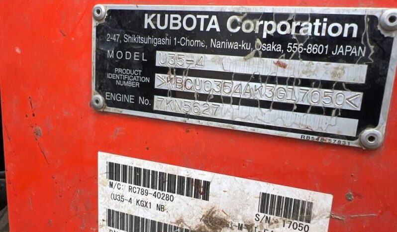 
								2019 Kubota U35-4 full									